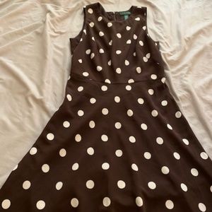 Ralph Lauren Brown and White Polka Dot Dress